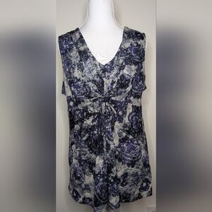 Blue Gray Floral Sleeveless Top